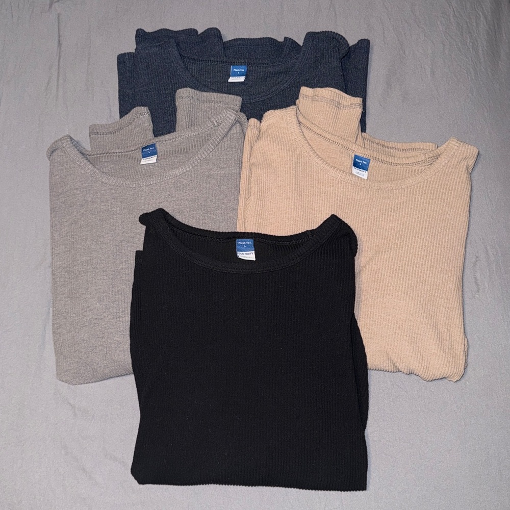 Old Navy Plush Ribbed Long Sleeve Basic Bundle